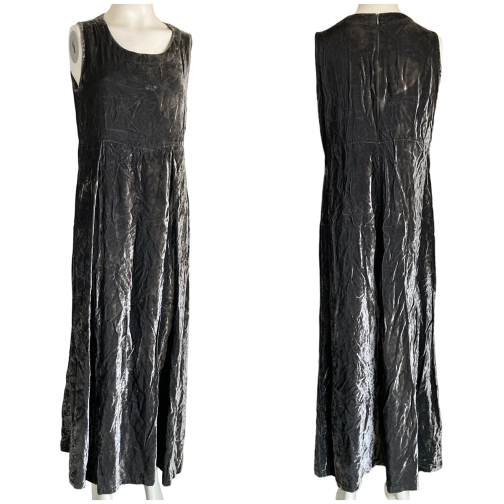 Vintage 90’s Free Wear by Jonathan Hoenscheidt Grey Velvet Maxi Dress Sz M-L